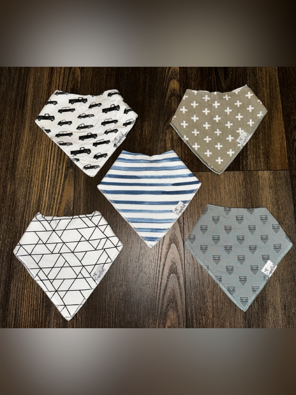 Copper Pearl Baby Bandana Bib Set - Neutral Patterned Drool Bibs (5-Pack)